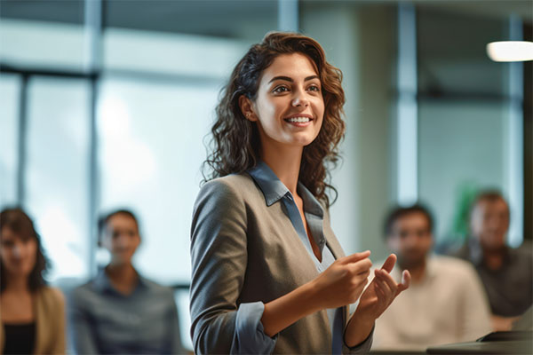 Belle femme dispensant une formation - Concevoir et animer une formation en présentiel