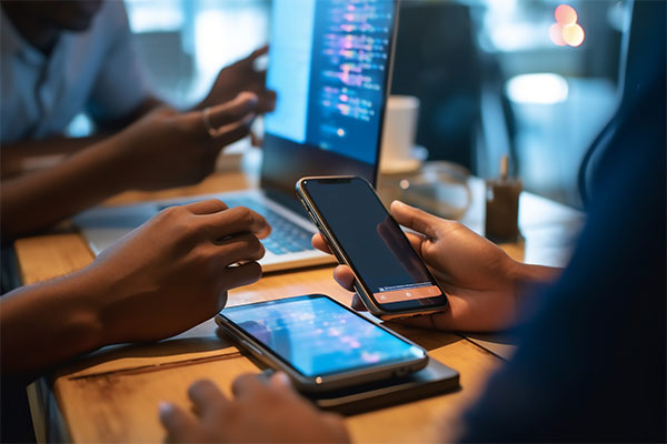 Personnes travaillant sur leur téléphone et leur ordinateur - Concevoir et animer une formation en distanciel